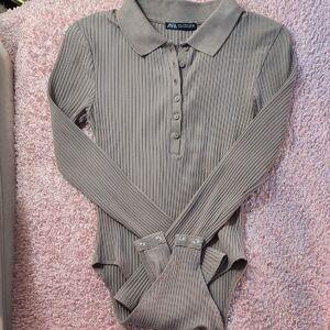 Zara Ribbed Long Sleeve Bodysuit